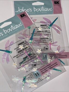 JOLEE’S Boutique Dragonfly Pink & Teal Dragonfly Dimensional Stickers SET OF 2